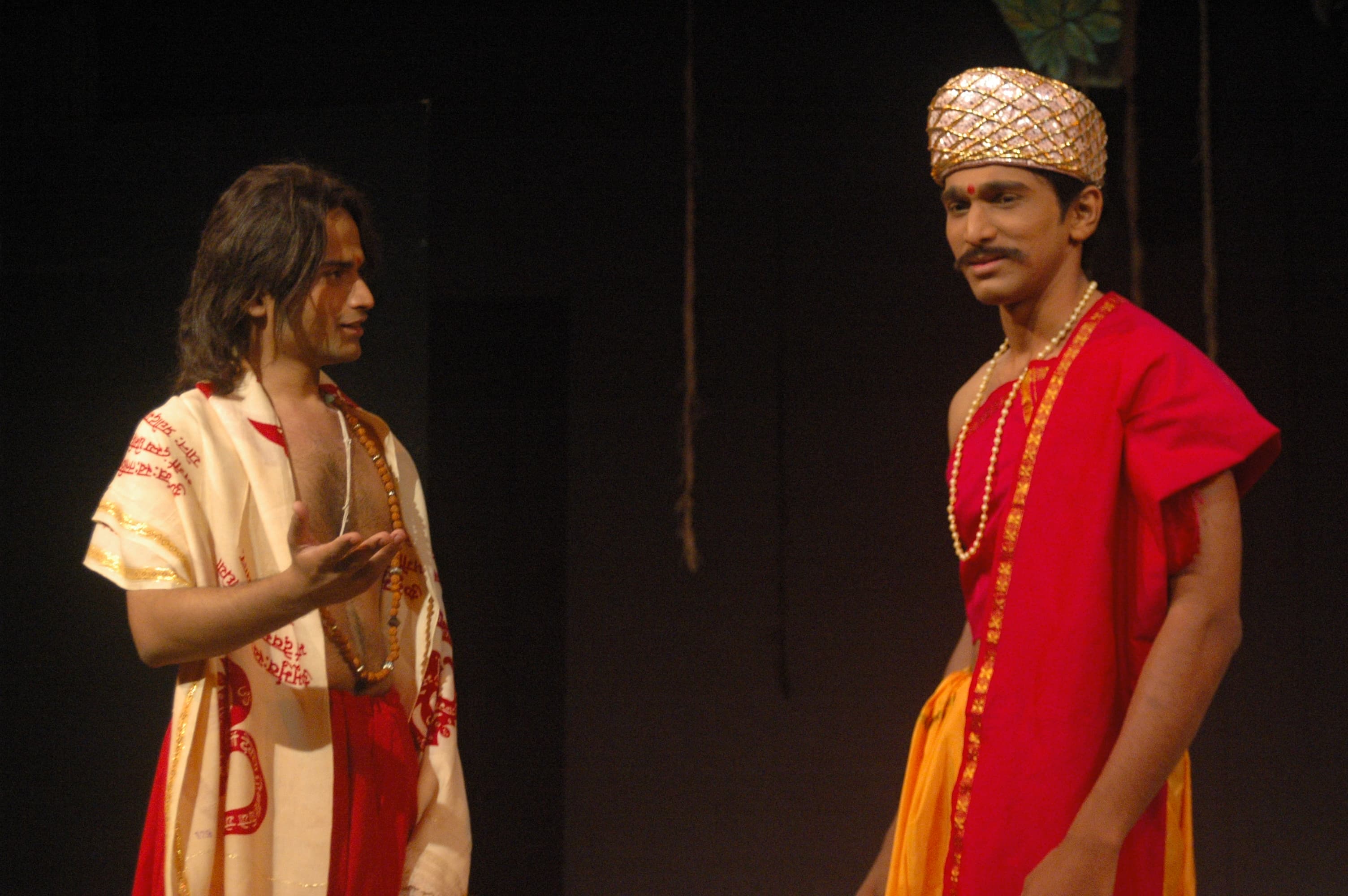Two of the fifteen characters — 2,500 years of Jain history on one stage